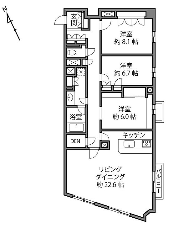 コートハウス駒沢(3SLDK) 1階の間取り図