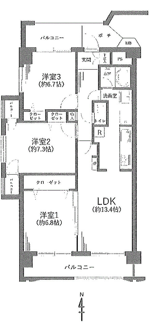 メイツ葛西第二(3LDK) 2階の間取り図