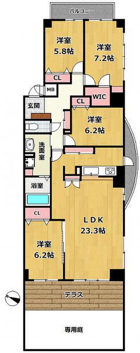 ディオ・フェルティ須磨・名谷(4LDK) 2階の間取り図