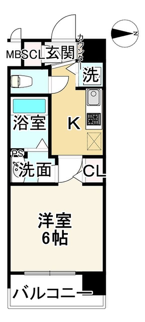 アクアプレイス京都西院(1K) 7階の間取り図