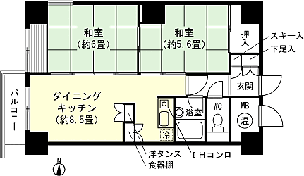 シルバーグレース湯沢１番館(2DK) 7階の間取り図