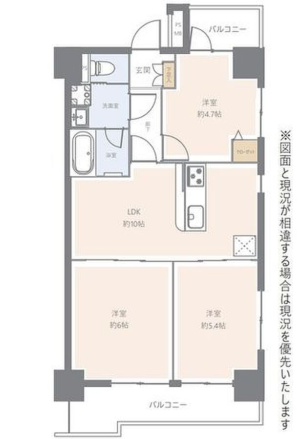 中板橋サニーコーポ(3LDK) 3階/301の間取り図