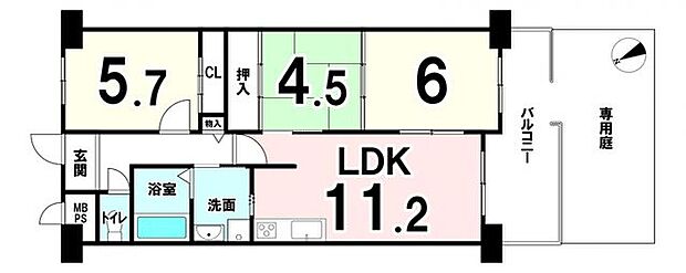 ルネ墨染(3LDK) 1階の間取り図
