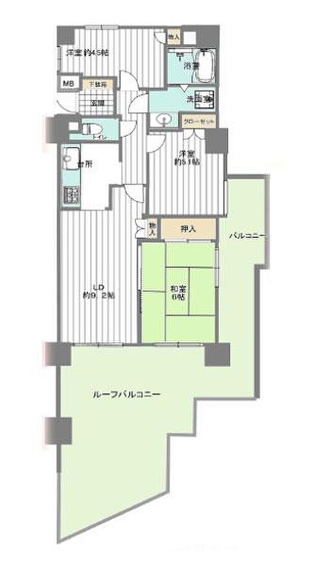 戸塚西パークホームズ弐番館(3LDK) 2階の間取り図