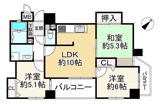 ワコーレルシード上沢(3LDK) 4階の間取り図