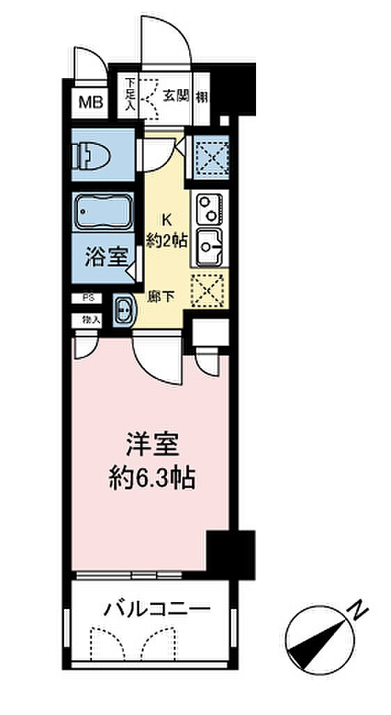 パルティール鶴舞(1K) 8階の間取り図
