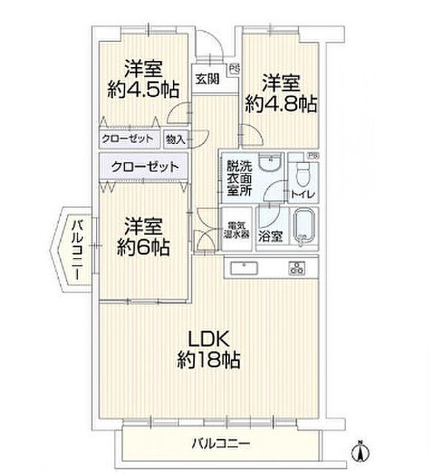 ユートピア東安城(3LDK) 5階の間取り図