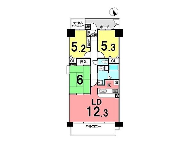 ヴェルドール野田(3LDK) 4階の間取り図