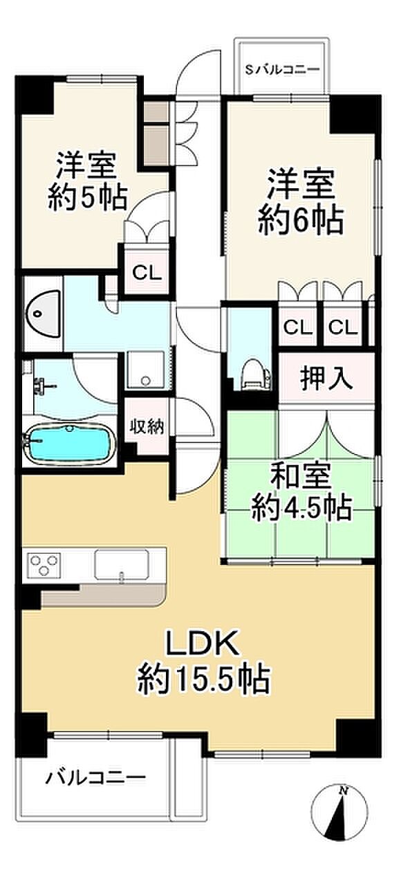 サンメゾン駒川中野エルド(3LDK) 4階の間取り図