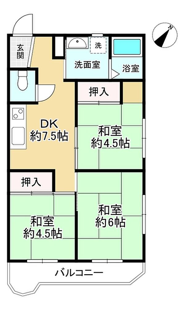新南千里マンション(3DK) 2階の間取り図