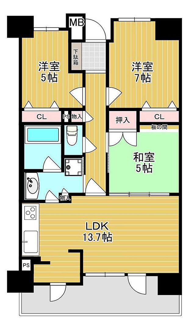 セレッソコートOSAKAステーションランド(3LDK) 12階の間取り図