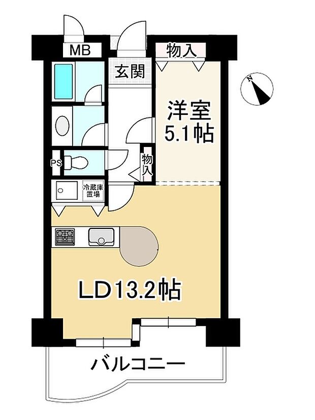 琵琶湖アーバンリゾートII番館(1LDK) 7階の間取り図