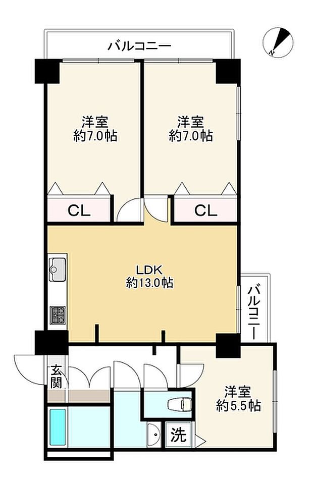 花川アーバンライフ(3LDK) 2階の間取り図