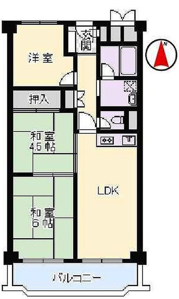 日商岩井第5緑地公園マンション(3LDK) 3階の間取り図