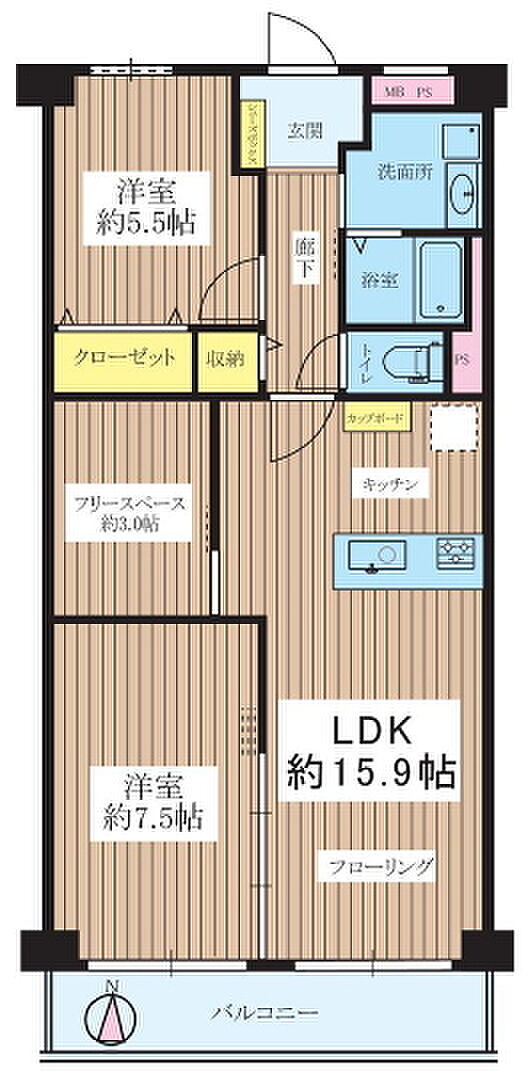 新大阪グランドハイツ2号棟(2SLDK) 8階の間取り図