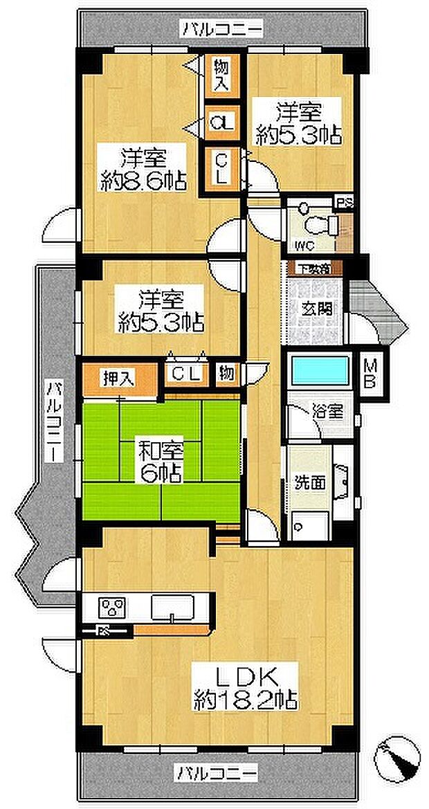 コモンシティ星田ヴェルデヒルズ5番館　1階(4LDK) 1階の間取り図