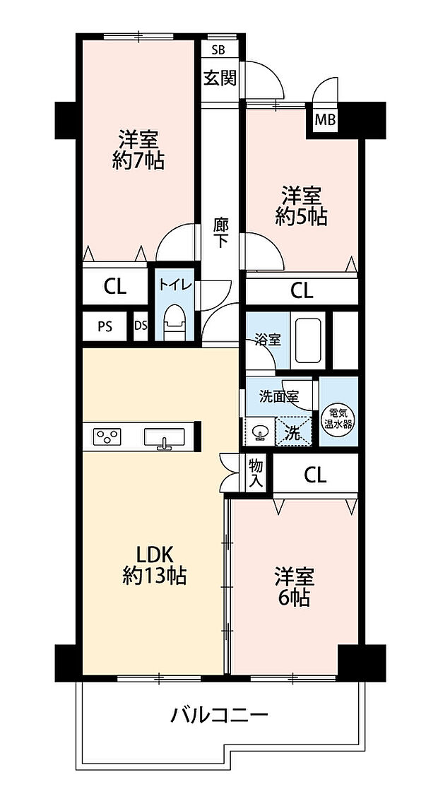 サンマンション御器所(3LDK) 14階の間取り図
