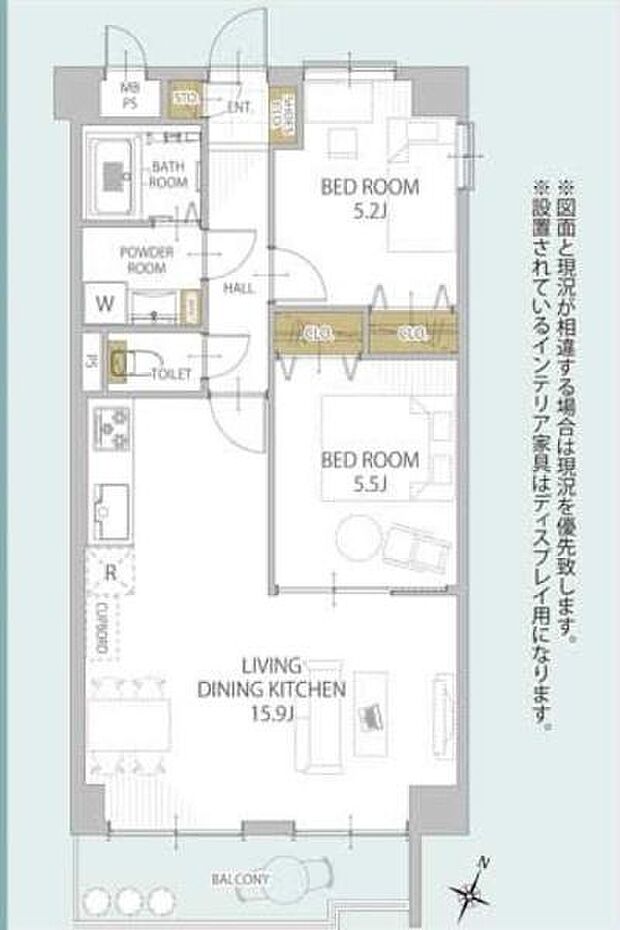 ライオンズマンションひばりヶ丘第2(2LDK) 3階の間取り図