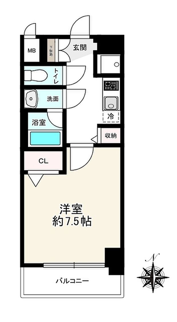 エステムコート南堀江IIIＣＨＵＲＡ(1K) 9階の間取り図