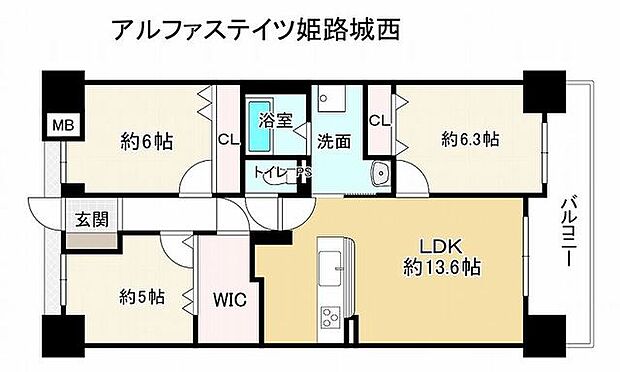 アルファステイツ姫路城西(3LDK) 1階の間取り図