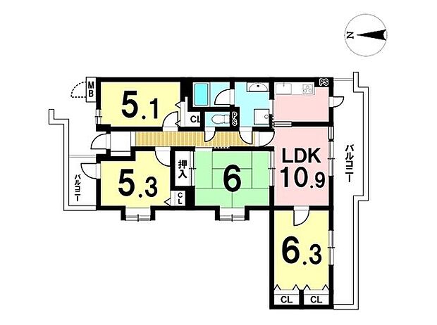 ダイアパレス青梅新町(4LDK) 11階の間取り図