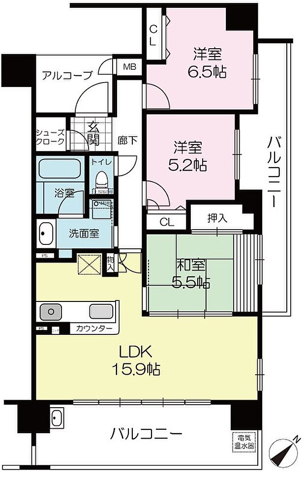 セーリオ東加古川(3LDK) 3階の間取り図