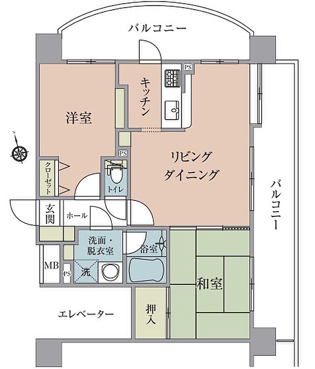 クリオ津田沼壱番館(2LDK) 2階/205号室の間取り図