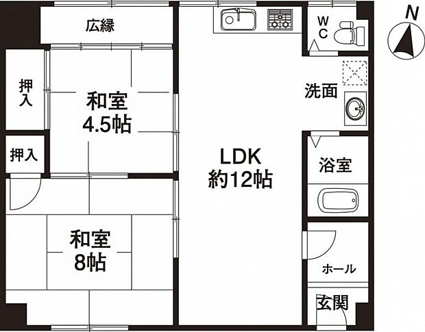 魚崎ハイツ(2LDK) 1階の内観