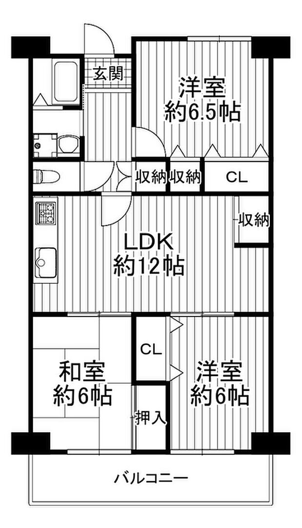 新大阪ファイナンスＡ・Ｂ棟(3LDK) 11階の間取り図