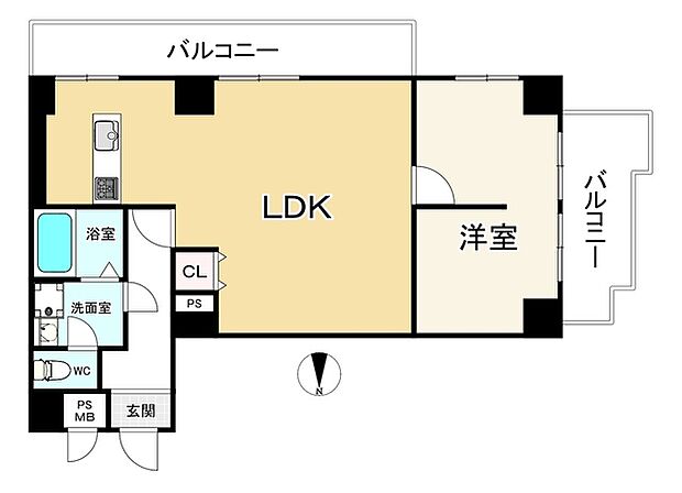 朝日プラザ高津III(1LDK) 12階の間取り図