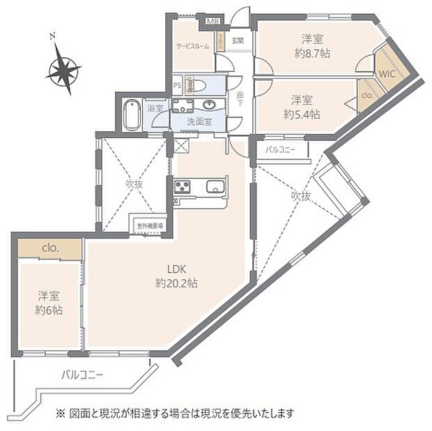 ダイアパレス志津(3LDK) 3階/308号室の間取り図