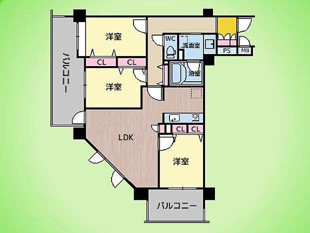 レフィーズ荏田(3LDK) 4階の間取り図