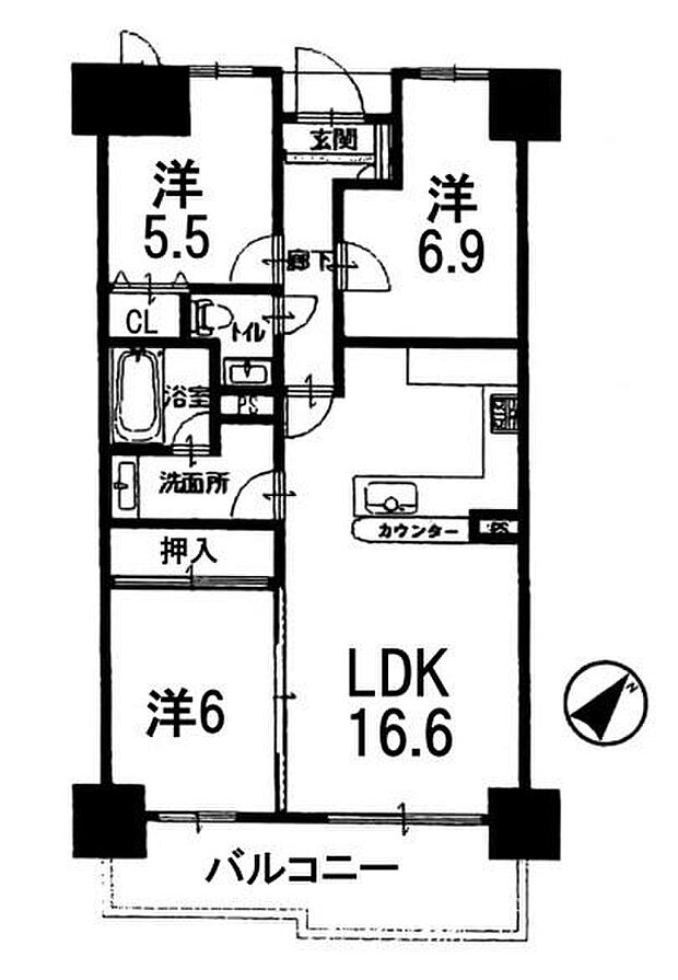 エメラルドマンション草津青地1(3LDK) 7階の内観