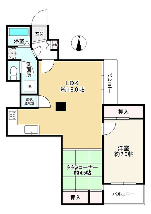 三条高倉アーバンライフ(1LDK) 4階の間取り図