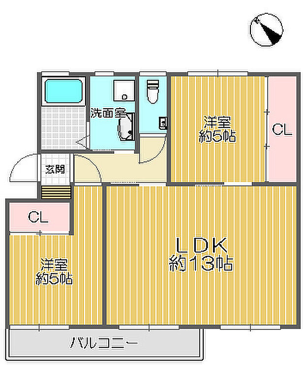 箕面粟生第二住宅27号棟(2LDK) 4階の間取り図