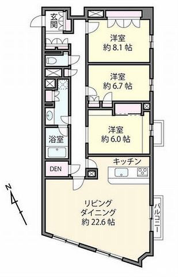 コートハウス駒沢(3LDK) 1階の間取り図