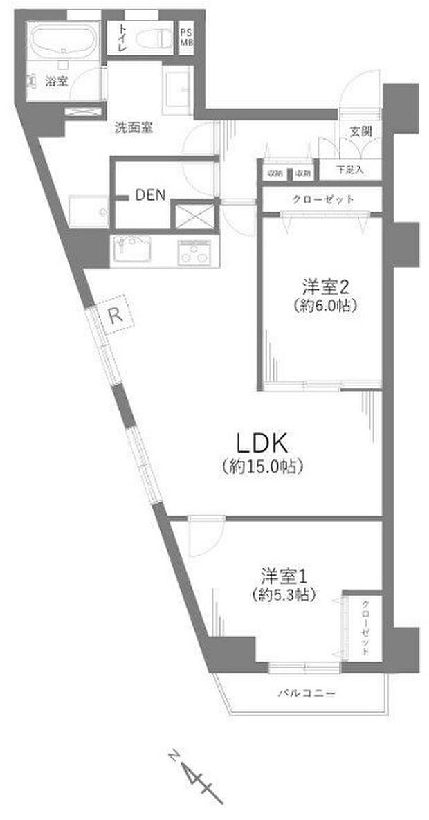ニューハイム福栄(2LDK) 5階/501号室の間取り図