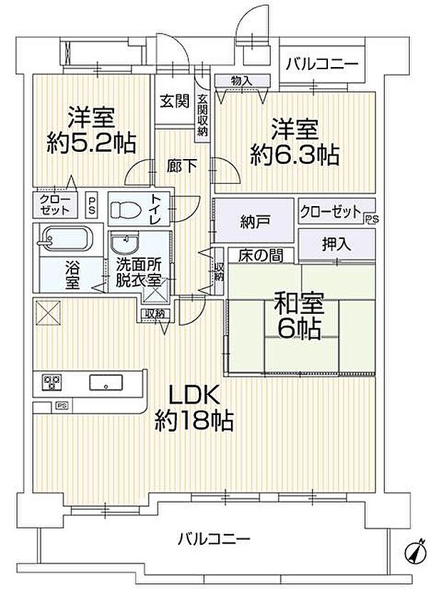 両備グレースマンション妹尾駅前弐番館(3SLDK) 10階の間取り図
