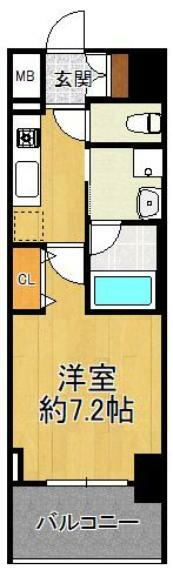 スプランディッド大阪WEST(1K) 3階の間取り図