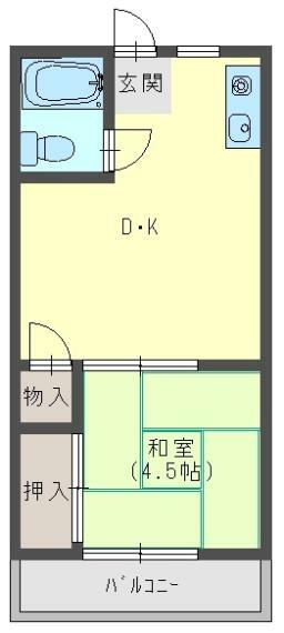 シャトー東梅田(1DK) 3階の間取り図