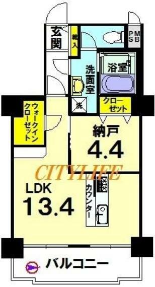 ライオンズマンション四条大宮(1LDK) 7階の間取り図