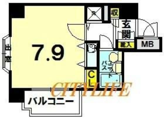 スカイノブレ京都四条大宮(1R) 6階の間取り図