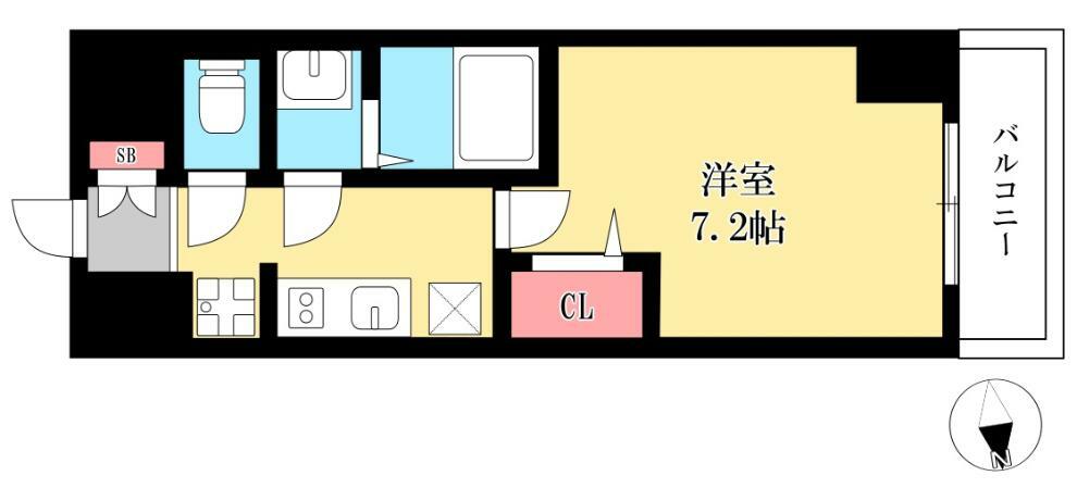 プレサンス久屋大通公園セラフィ(1K) 8階の間取り図
