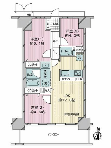 リベールKOBE兵庫ジェネックス(3LDK) 13階の間取り図