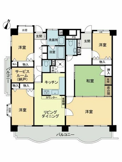 ライオンズマンション道後姫塚第2(5LDK) 4階の間取り図
