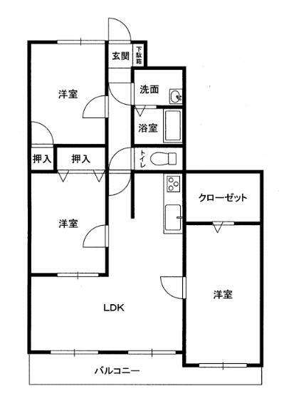 エバーグリーン日吉台(3LDK) 2階の間取り図