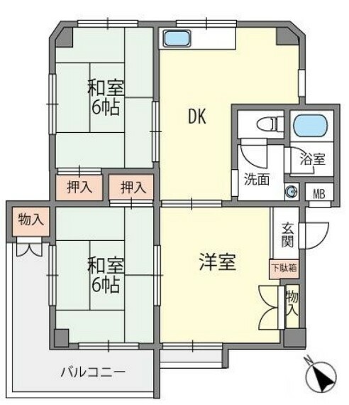 コーポ長住(3DK) 1階の間取り図