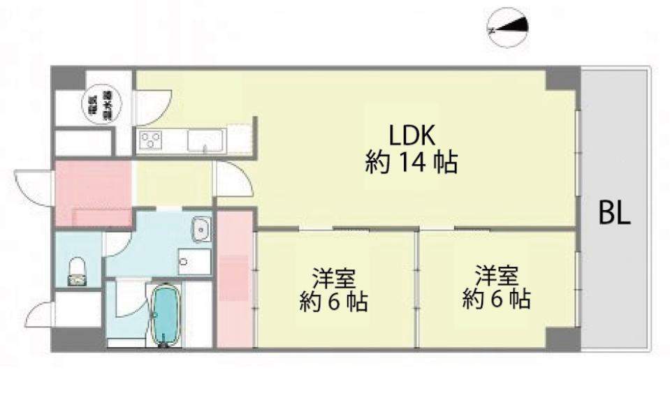 日興宝塚南口スカイマンション(2LDK) 9階の間取り図