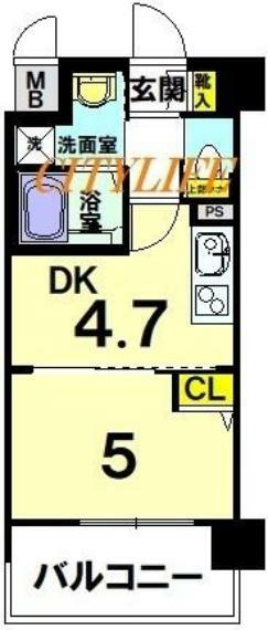 アクアプレイス京都西院(1DK) 6階の間取り図