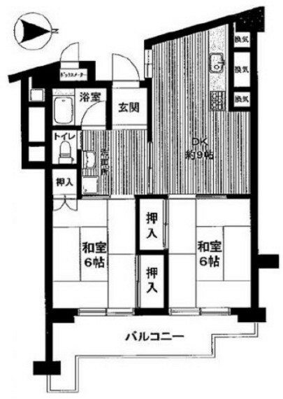 上高田4丁目団地1号棟(2DK) 7階の間取り図